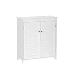 Bathroom and Laundry Storage Floor Cabinet with Doors and Adjustable Shelves - White