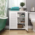 Mobiletto bagno/lavanderia a terra con ante e ripiani regolabili - Bianco
