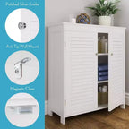 Mobiletto bagno/lavanderia a terra con ante e ripiani regolabili - Bianco