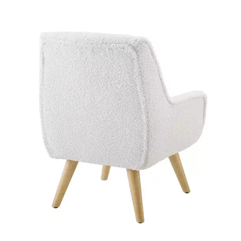 Modern White Shearling Upholstry and Natural Wood Leg Kids' Trellis Chair