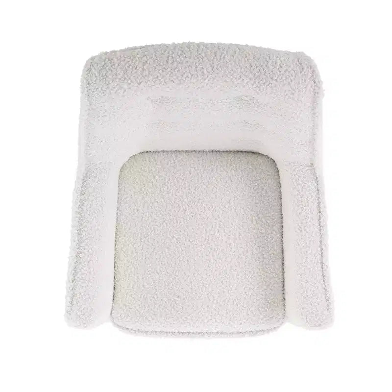 Modern White Shearling Upholstry and Natural Wood Leg Kids' Trellis Chair