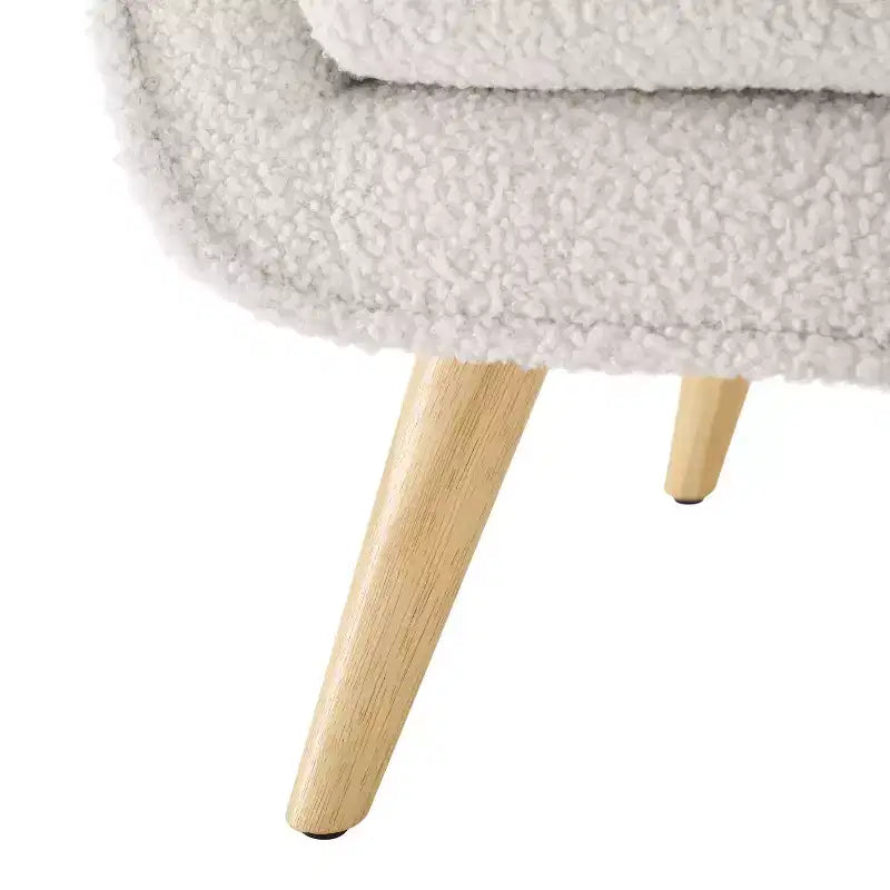 Modern White Shearling Upholstry and Natural Wood Leg Kids' Trellis Chair