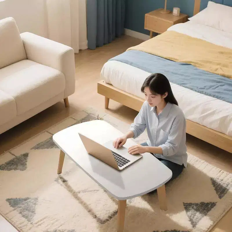 Wooden Coffee Table, Laptop Table for Small Spaces, Low Study Table for Floor Sitting for Living Room, Bedroom, Office, Department