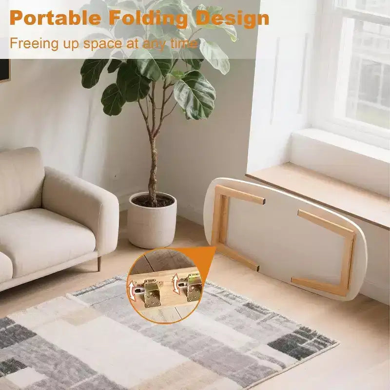 Wooden Coffee Table, Laptop Table for Small Spaces, Low Study Table for Floor Sitting for Living Room, Bedroom, Office, Department