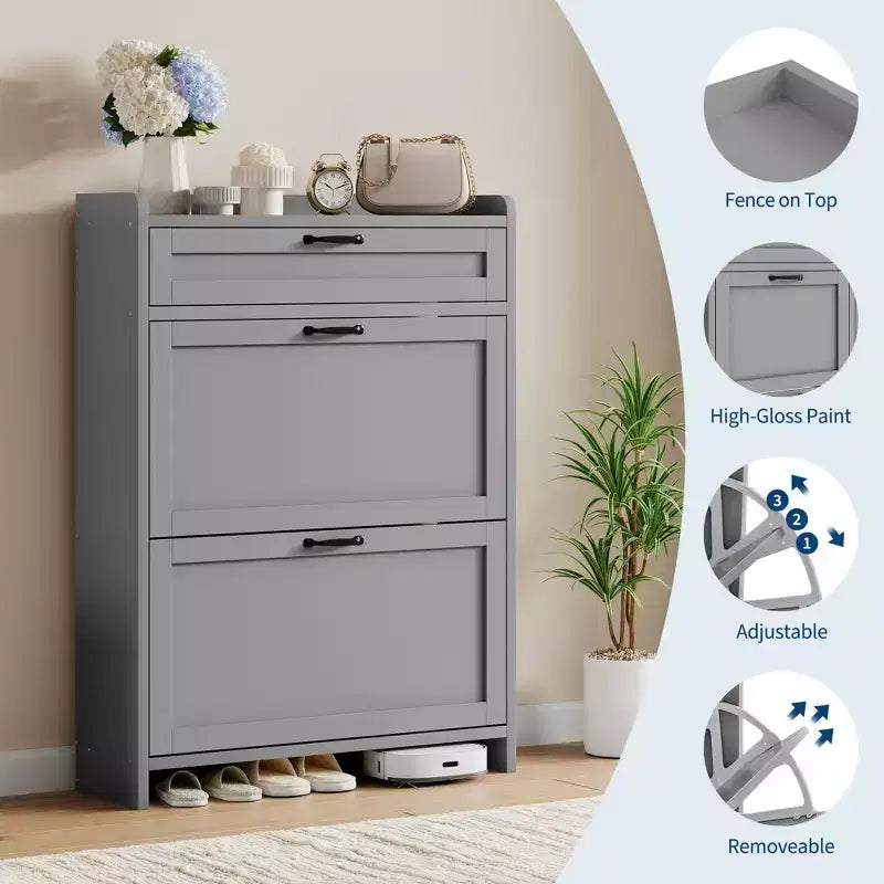 Modern Turn-Drawer Cabinet, Space-Saving Storage for Entryways, Durable and Stylish, Easy Assembly, Ideal for Busy Households