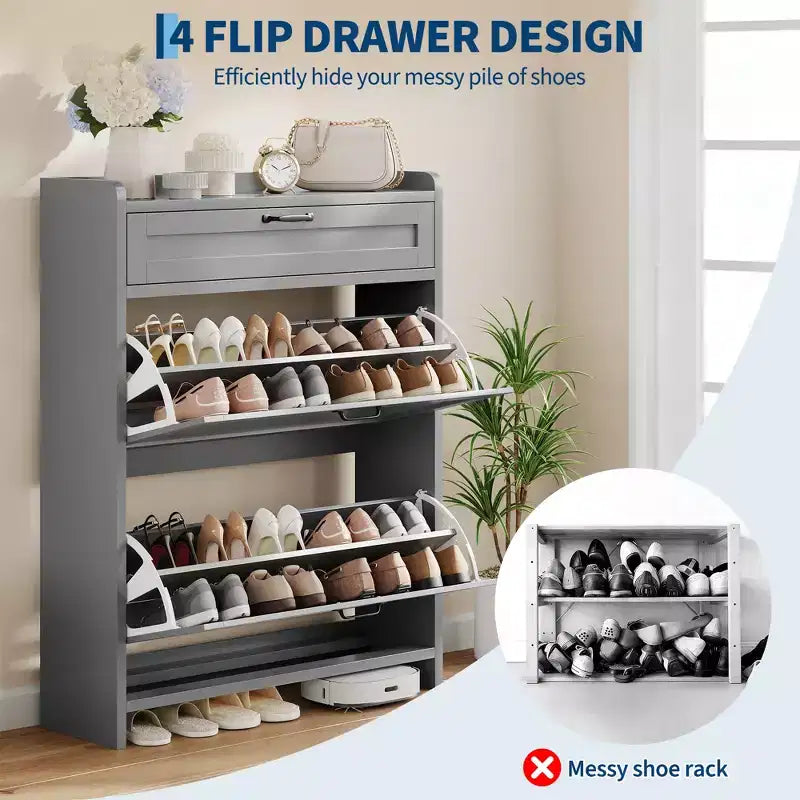 Modern Turn-Drawer Cabinet, Space-Saving Storage for Entryways, Durable and Stylish, Easy Assembly, Ideal for Busy Households
