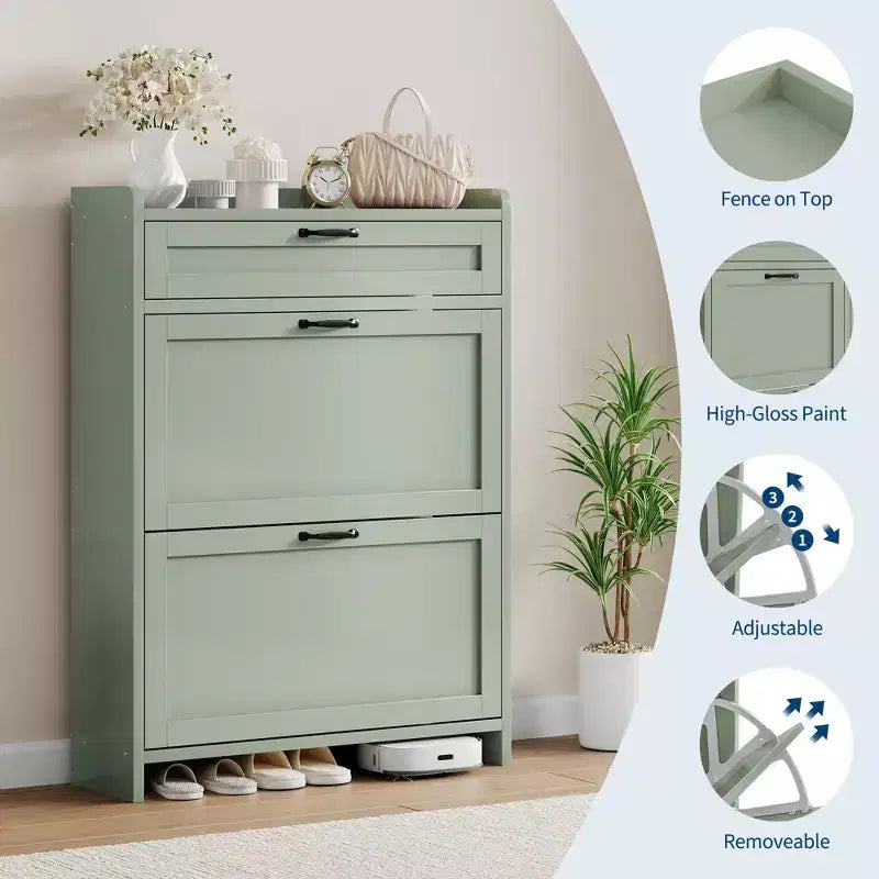 Modern Turn-Drawer Cabinet, Space-Saving Storage for Entryways, Durable and Stylish, Easy Assembly, Ideal for Busy Households