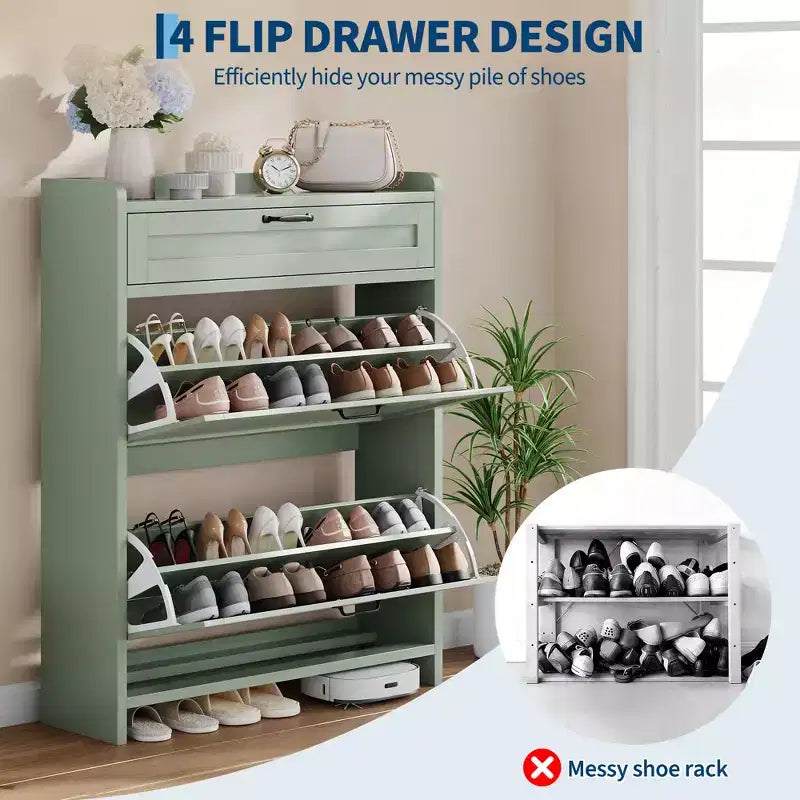 Modern Turn-Drawer Cabinet, Space-Saving Storage for Entryways, Durable and Stylish, Easy Assembly, Ideal for Busy Households