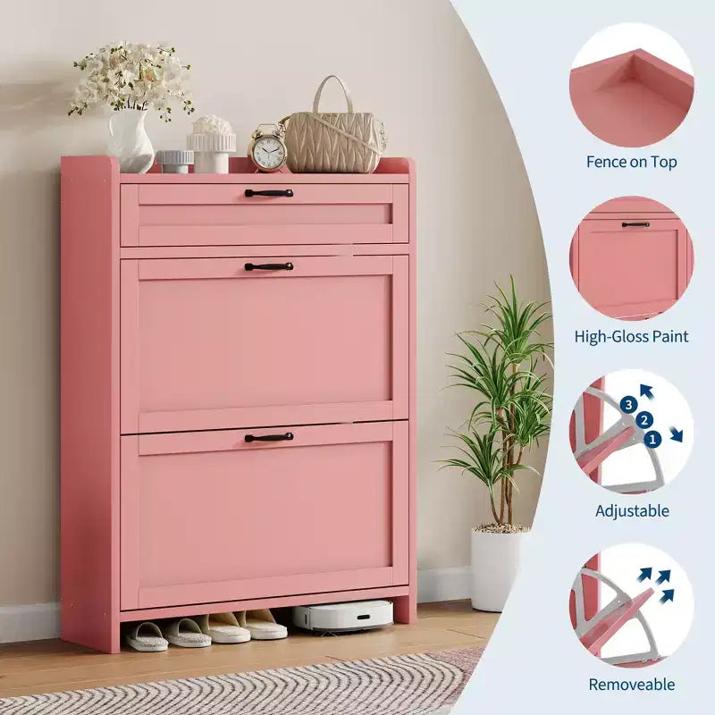 Modern Turn-Drawer Cabinet, Space-Saving Storage for Entryways, Durable and Stylish, Easy Assembly, Ideal for Busy Households