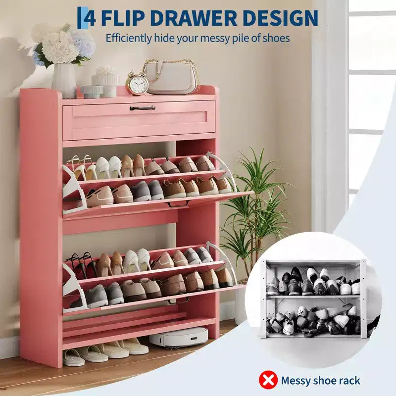 Modern Turn-Drawer Cabinet, Space-Saving Storage for Entryways, Durable and Stylish, Easy Assembly, Ideal for Busy Households