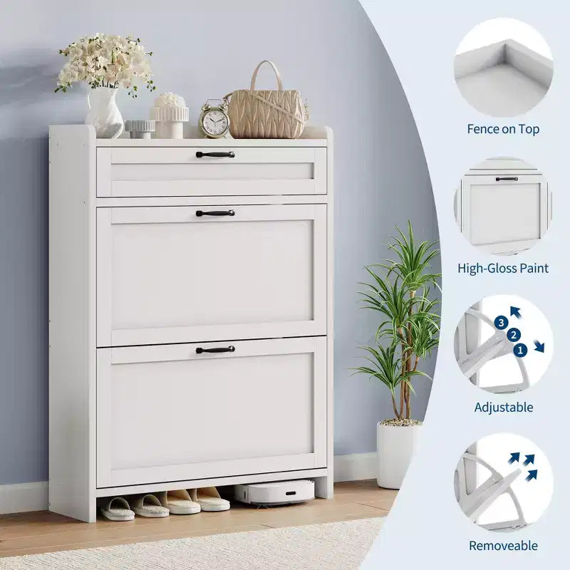 Modern Turn-Drawer Cabinet, Space-Saving Storage for Entryways, Durable and Stylish, Easy Assembly, Ideal for Busy Households