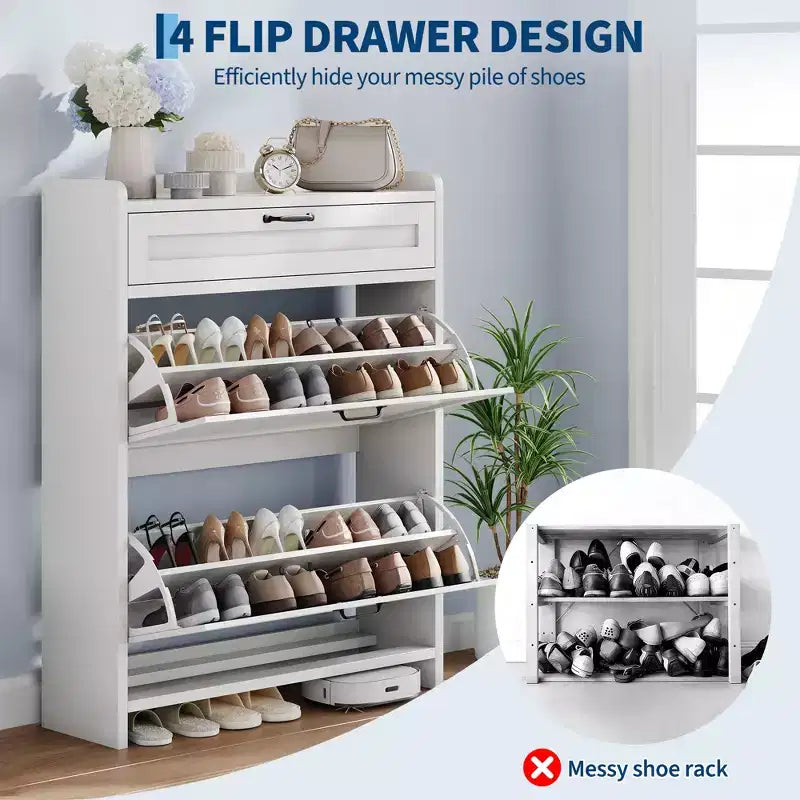 Modern Turn-Drawer Cabinet, Space-Saving Storage for Entryways, Durable and Stylish, Easy Assembly, Ideal for Busy Households