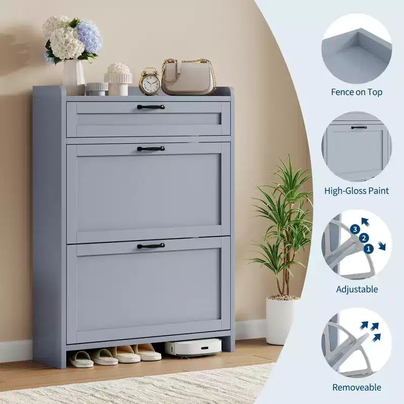 Modern Turn-Drawer Cabinet, Space-Saving Storage for Entryways, Durable and Stylish, Easy Assembly, Ideal for Busy Households