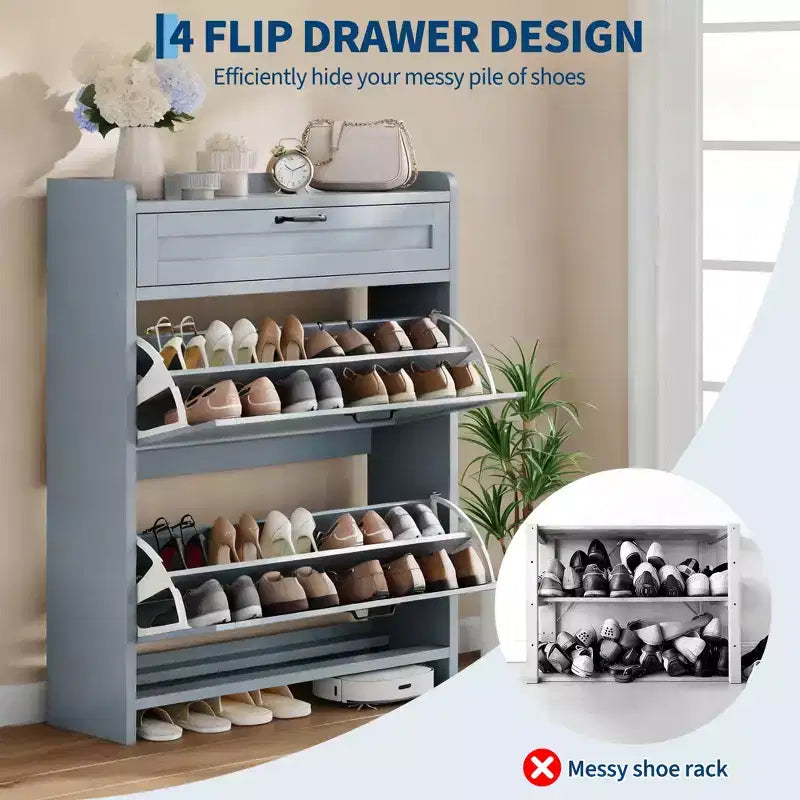 Modern Turn-Drawer Cabinet, Space-Saving Storage for Entryways, Durable and Stylish, Easy Assembly, Ideal for Busy Households