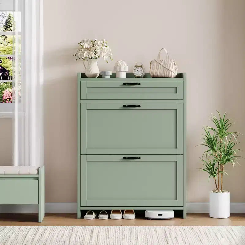 Modern Turn-Drawer Cabinet, Space-Saving Storage for Entryways, Durable and Stylish, Easy Assembly, Ideal for Busy Households