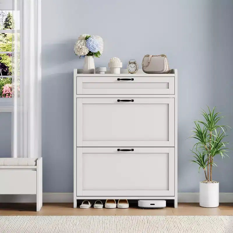 Modern Turn-Drawer Cabinet, Space-Saving Storage for Entryways, Durable and Stylish, Easy Assembly, Ideal for Busy Households