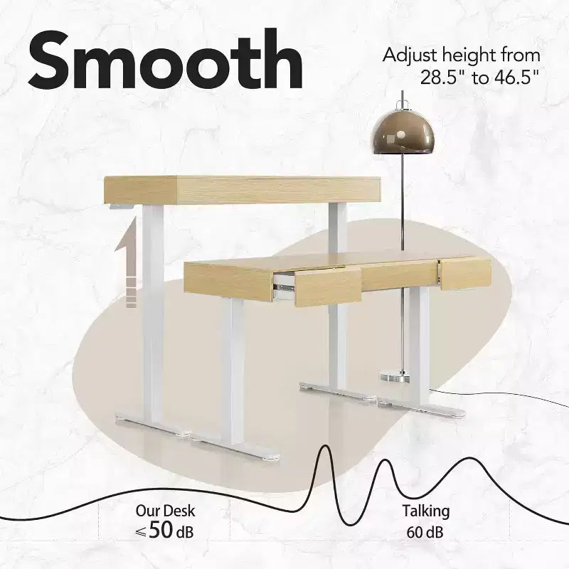 48 Inch Electric Standing Desk with Drawers, Height Adjustable Stand Up Desk with Storage, Computer Workstation for Home Office