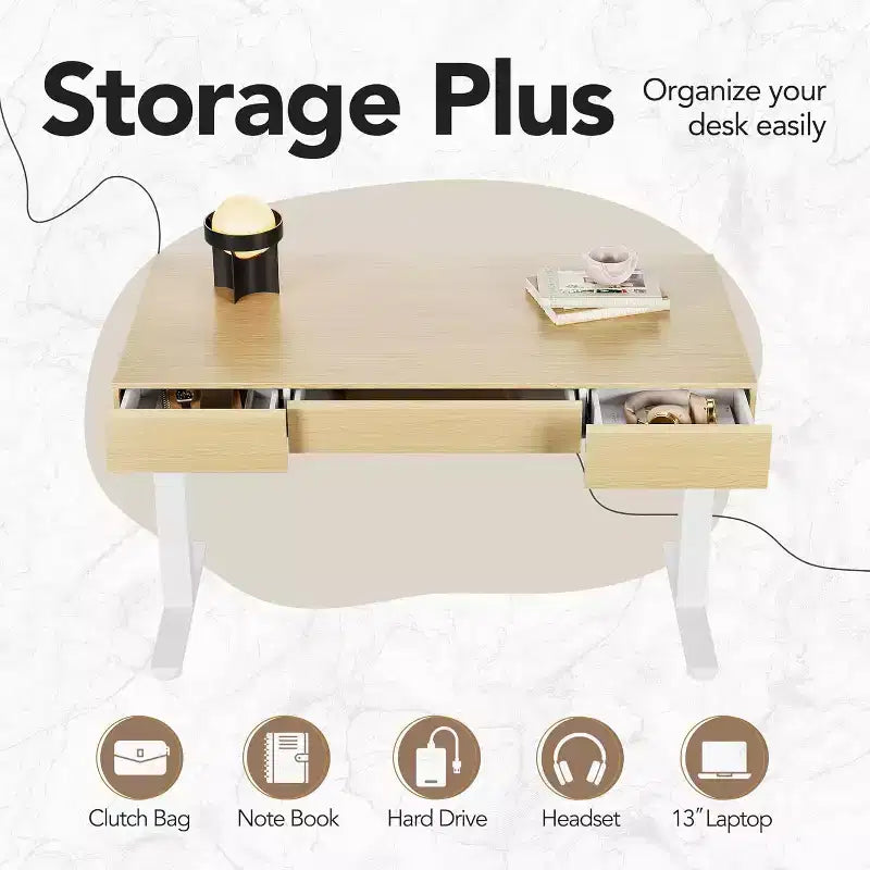 48 Inch Electric Standing Desk with Drawers, Height Adjustable Stand Up Desk with Storage, Computer Workstation for Home Office