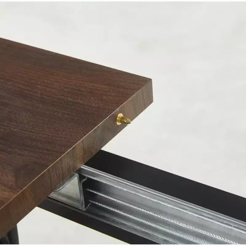 Square Extendable Dining Table with Metal Leg and MDF Top, 55.11/70.86x31.5x29.5 inches, Adjustable Length, Walnut Finish