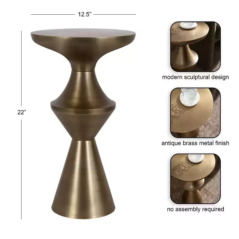 Metal Side Table, 13x13x22, Gold