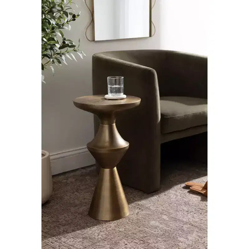 Metal Side Table, 13x13x22, Gold