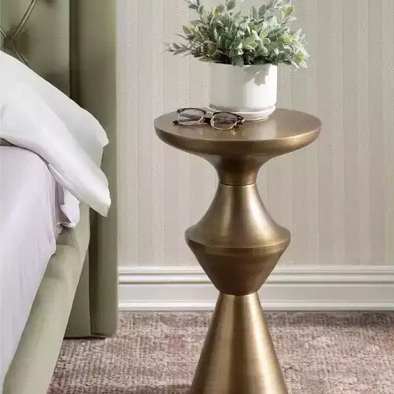 Metal Side Table, 13x13x22, Gold