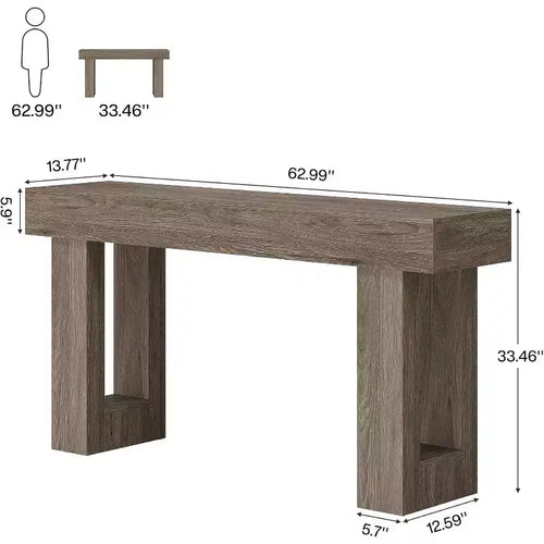 Tavolo Lungo 160 cm, Tavolo Consolle Rettangolare in Legno Dietro Divano, Tavolo da Ingresso per Corridoio, Soggiorno, Grigio