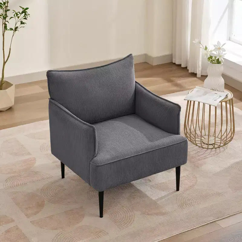Chair, Modern Corduroy Fabric Armchair with Soft Padded Armrest, 300 Lbs Capacity Sofa Chair with Tapered Metal Legs for Living Room, Bedroom