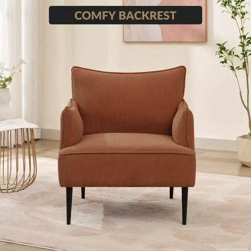 Chair, Modern Corduroy Fabric Armchair with Soft Padded Armrest, 300 Lbs Capacity Sofa Chair with Tapered Metal Legs for Living Room, Bedroom