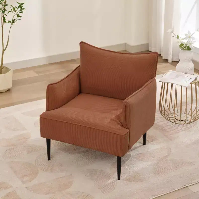 Chair, Modern Corduroy Fabric Armchair with Soft Padded Armrest, 300 Lbs Capacity Sofa Chair with Tapered Metal Legs for Living Room, Bedroom