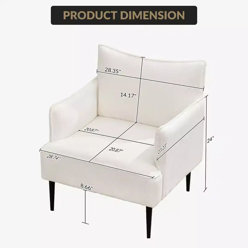 Chair, Modern Corduroy Fabric Armchair with Soft Padded Armrest, 300 Lbs Capacity Sofa Chair with Tapered Metal Legs for Living Room, Bedroom