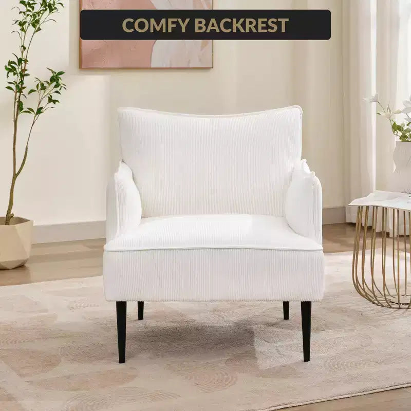 Chair, Modern Corduroy Fabric Armchair with Soft Padded Armrest, 300 Lbs Capacity Sofa Chair with Tapered Metal Legs for Living Room, Bedroom