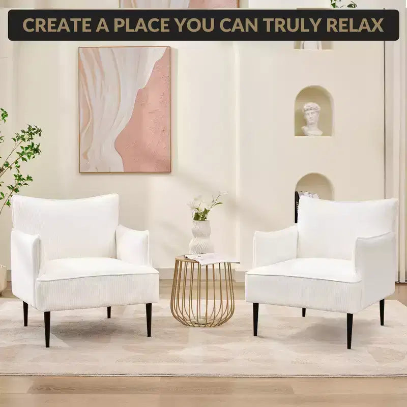Chair, Modern Corduroy Fabric Armchair with Soft Padded Armrest, 300 Lbs Capacity Sofa Chair with Tapered Metal Legs for Living Room, Bedroom