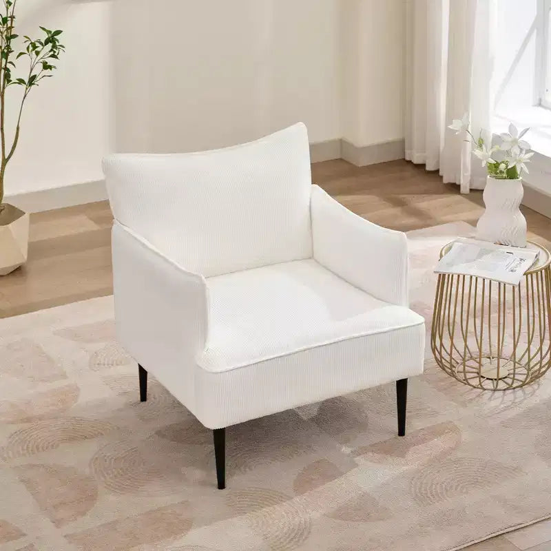Chair, Modern Corduroy Fabric Armchair with Soft Padded Armrest, 300 Lbs Capacity Sofa Chair with Tapered Metal Legs for Living Room, Bedroom