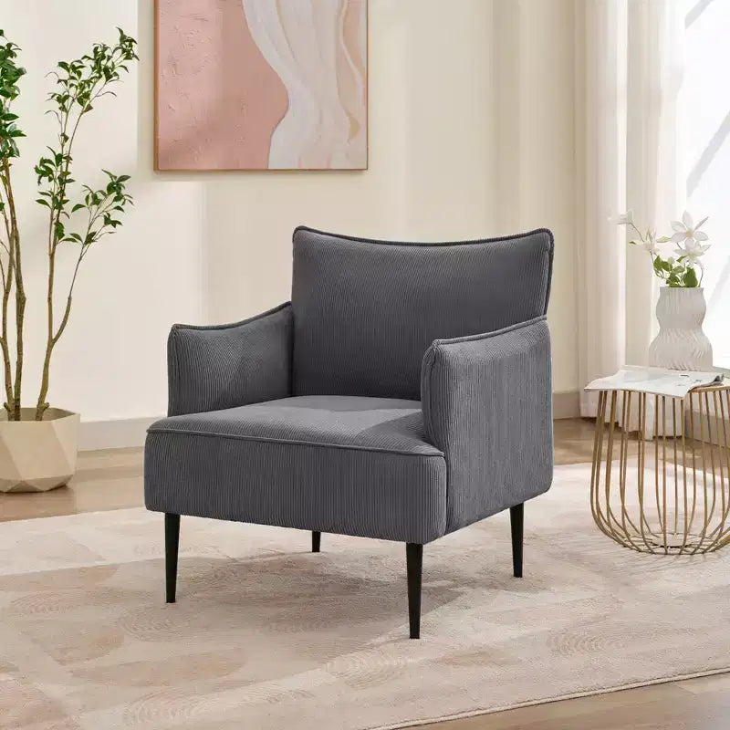 Chair, Modern Corduroy Fabric Armchair with Soft Padded Armrest, 300 Lbs Capacity Sofa Chair with Tapered Metal Legs for Living Room, Bedroom
