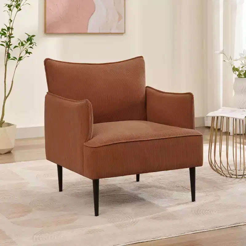 Chair, Modern Corduroy Fabric Armchair with Soft Padded Armrest, 300 Lbs Capacity Sofa Chair with Tapered Metal Legs for Living Room, Bedroom