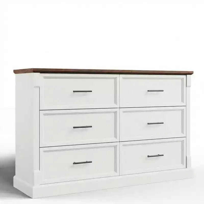 47 Dresser with 6 Drawers, Rustic Wooden Storage Organizer for Bedroom, Living Room, Hallway, and Entryway