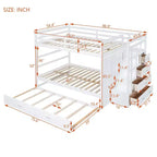 Letto a castello Full (adatto a materasso di circa 137 × 191 cm) su Full (adatto a materasso di circa 137 × 191 cm) con scale contenitore e letto estraibile