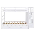 Letto a castello Full (adatto a materasso di circa 137 × 191 cm) su Full (adatto a materasso di circa 137 × 191 cm) con scale contenitore e letto estraibile