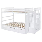 Letto a castello Full (adatto a materasso di circa 137 × 191 cm) su Full (adatto a materasso di circa 137 × 191 cm) con scale contenitore e letto estraibile
