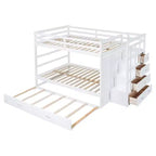 Letto a castello Full (adatto a materasso di circa 137 × 191 cm) su Full (adatto a materasso di circa 137 × 191 cm) con scale contenitore e letto estraibile