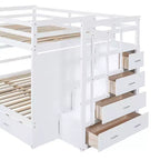 Letto a castello Full (adatto a materasso di circa 137 × 191 cm) su Full (adatto a materasso di circa 137 × 191 cm) con scale contenitore e letto estraibile