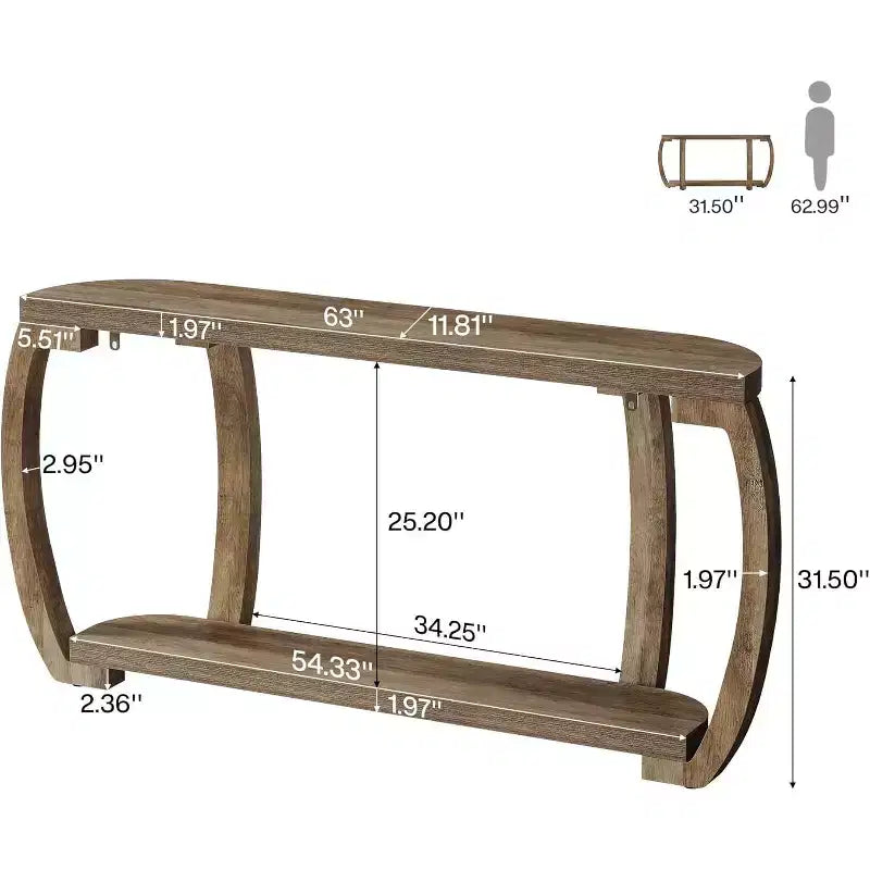 Tavolo in legno con ripiano aperto, tavolo da ingresso da divano lungo 160 cm con gambe curve per soggiorno, corridoio, ingresso