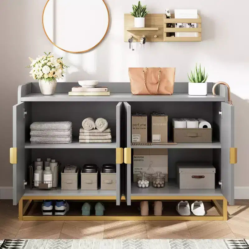 47.2 Fluted Storage Cabinet with Adjustable Shelves for Living Room Kitchen