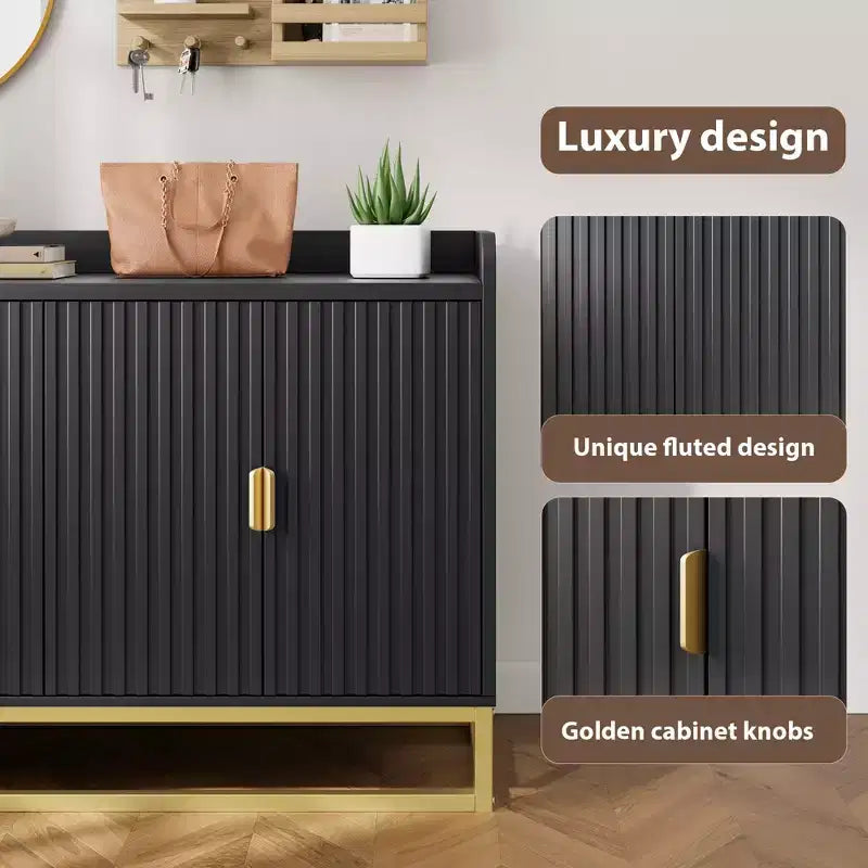 47.2 Fluted Storage Cabinet with Adjustable Shelves for Living Room Kitchen
