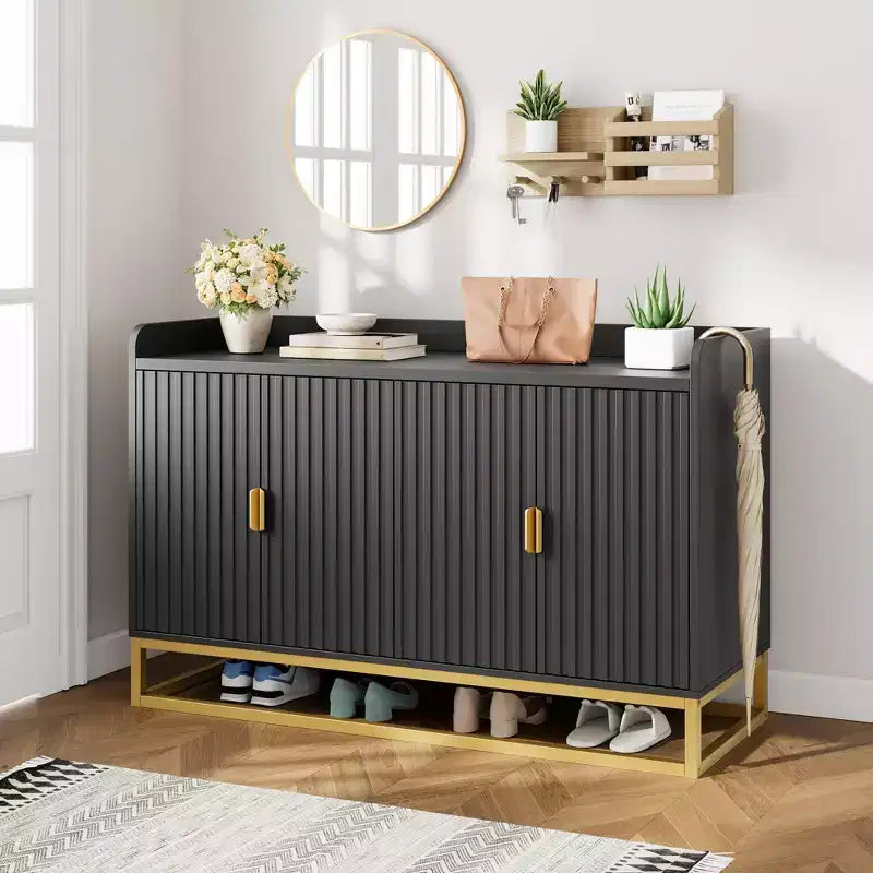 47.2 Fluted Storage Cabinet with Adjustable Shelves for Living Room Kitchen