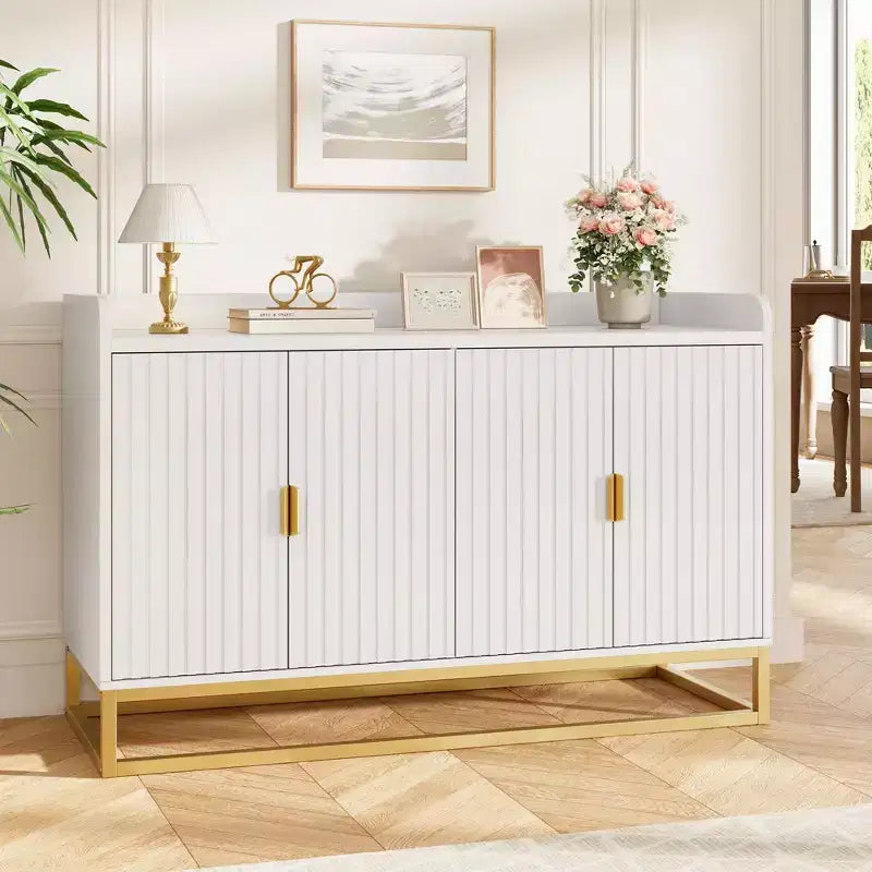 47.2 Fluted Storage Cabinet with Adjustable Shelves for Living Room Kitchen