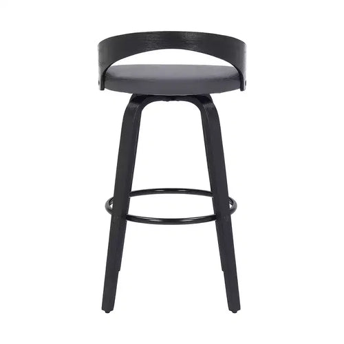 HomeRoots 26 Gray And Black Faux Leather And Iron Swivel Low Back Counter Height Bar Chair