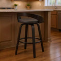 26 Gray And Black Faux Leather And Iron Swivel Low Back Counter Height Bar Chair