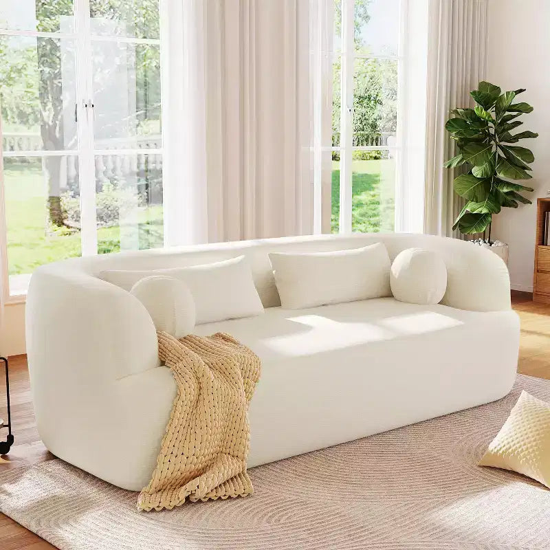 Modern Chenille 3-Seater Boneless Upholstered Cloud Sofa with Pillows